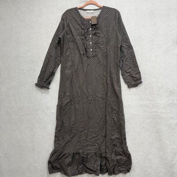 Noble Mount Nightgown Womens Small Long Sleeve Polka Dot Ruffle Sleepwear Pajama - Picture 1 of 11